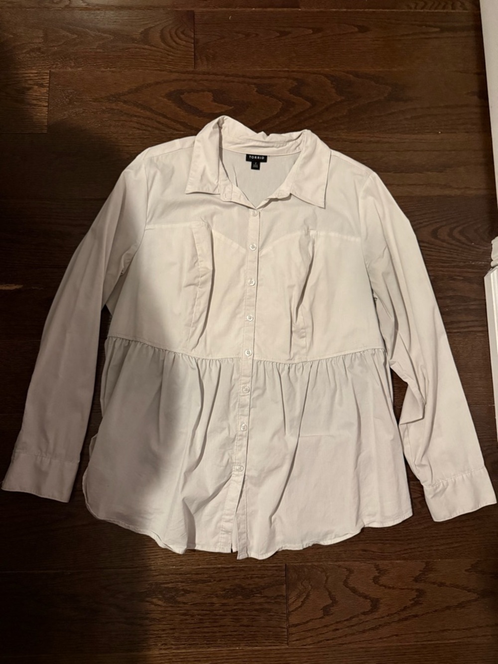 White Peplum Button-Down Blouse